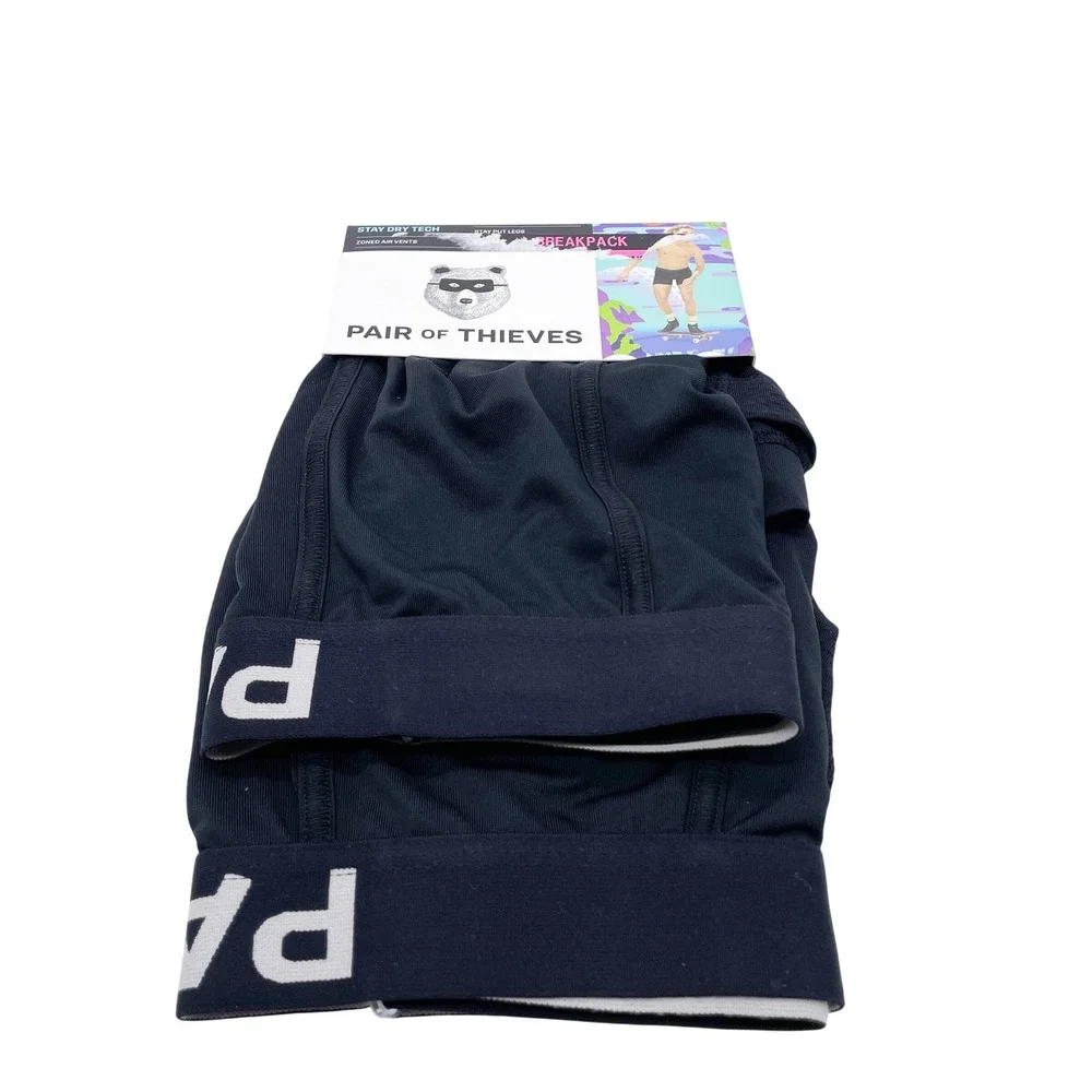 Pair of Thieves Men's Black Breathable SuperCool Long Boxer Brief 2 Pack Size M